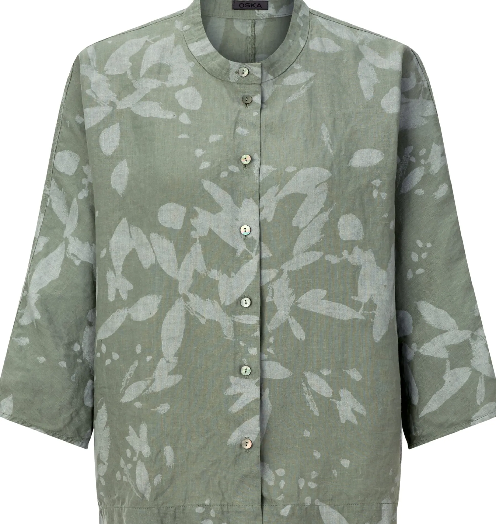 Damenbluse Hanf gemustert