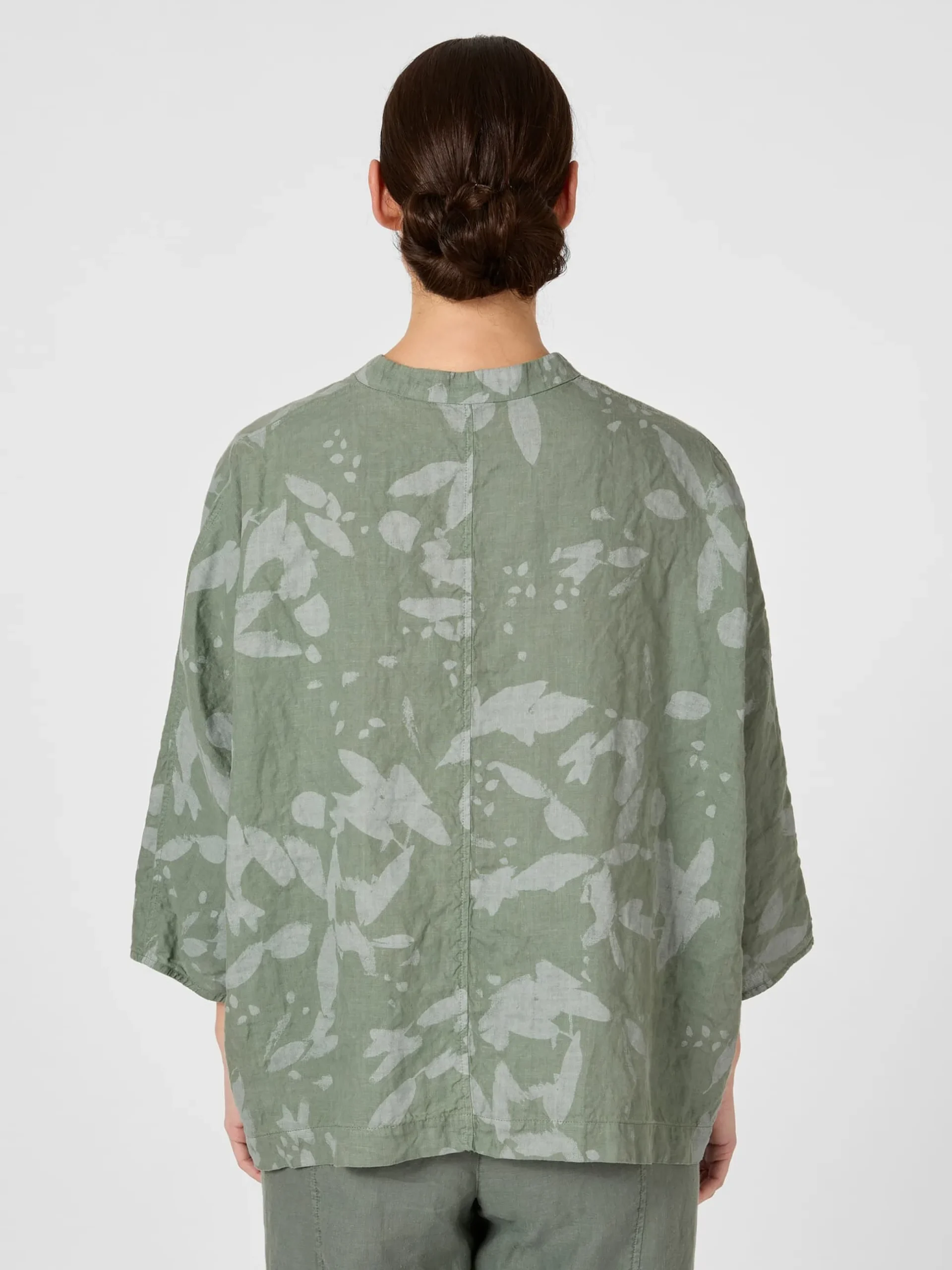 Damenbluse Hanf gemustert