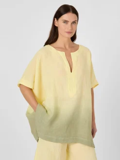Damenbluse Leinen Batik