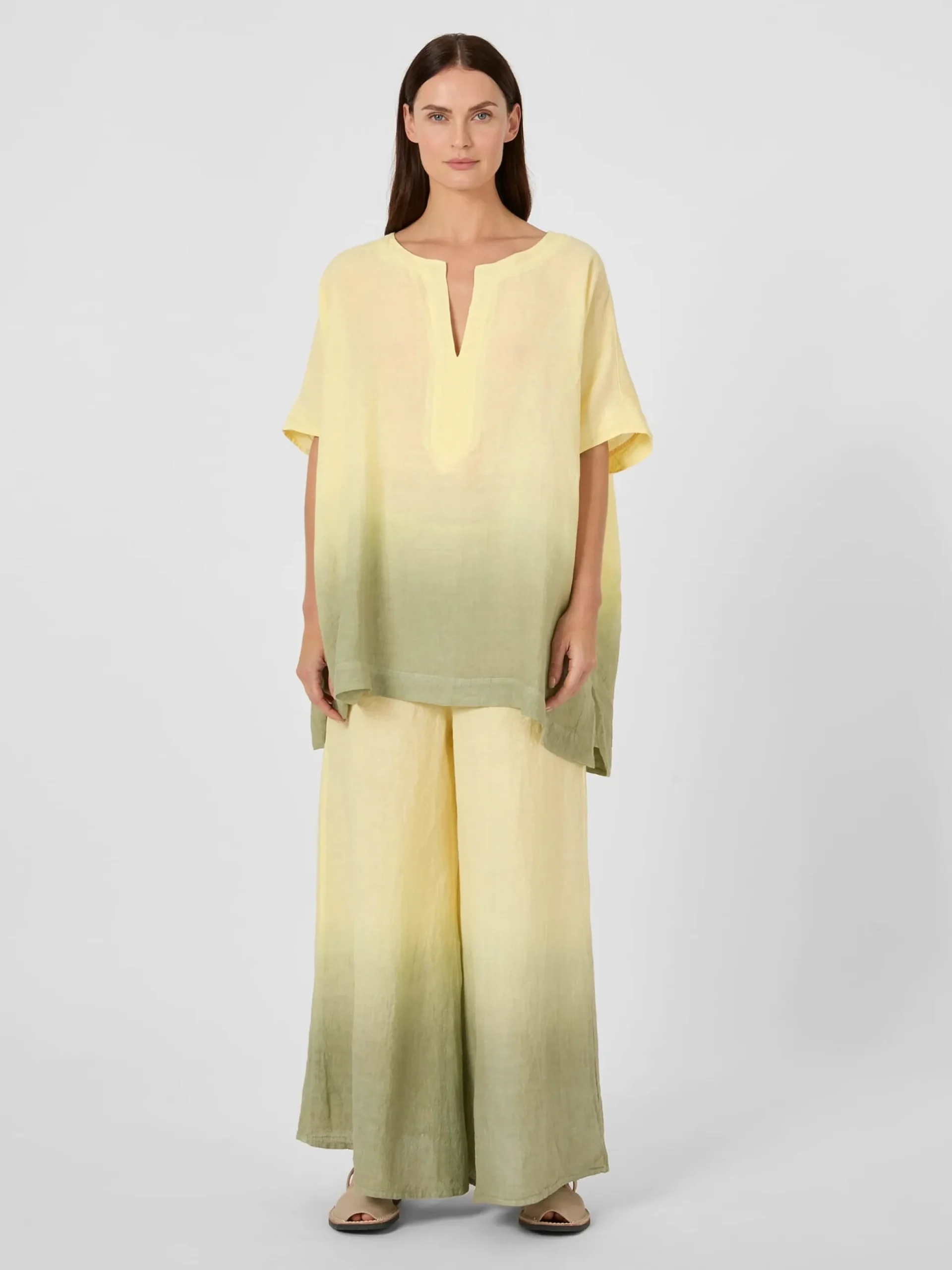 Damenbluse Leinen Batik