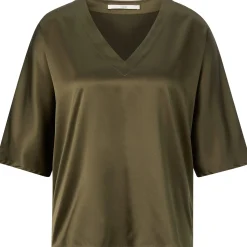 Damenbluse Seidensatin V-Ausschnitt