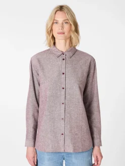 Damen-Flanellbluse meliert