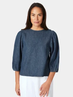Damen-Jeansbluse 3/4-Arm