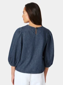 Damen-Jeansbluse 3/4-Arm