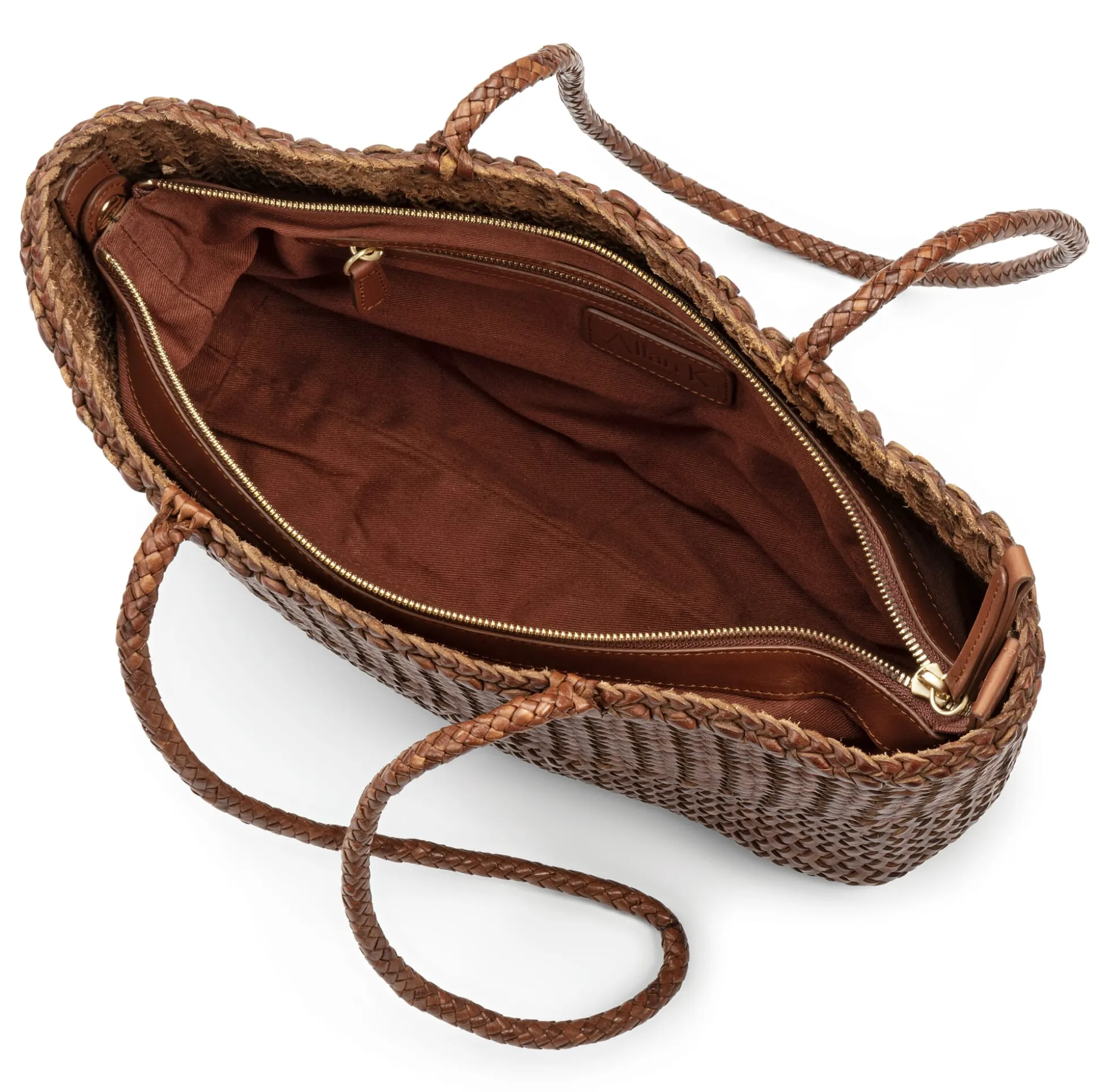 Damen-Ledershopper geflochten, Braun