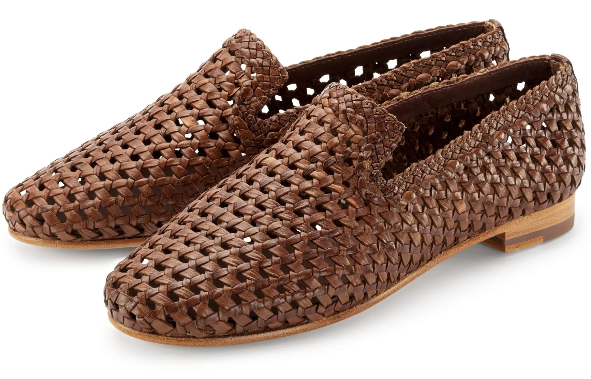 Damen-Lederslipper geflochten