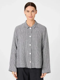 Damen-Leinenjacke gestreift