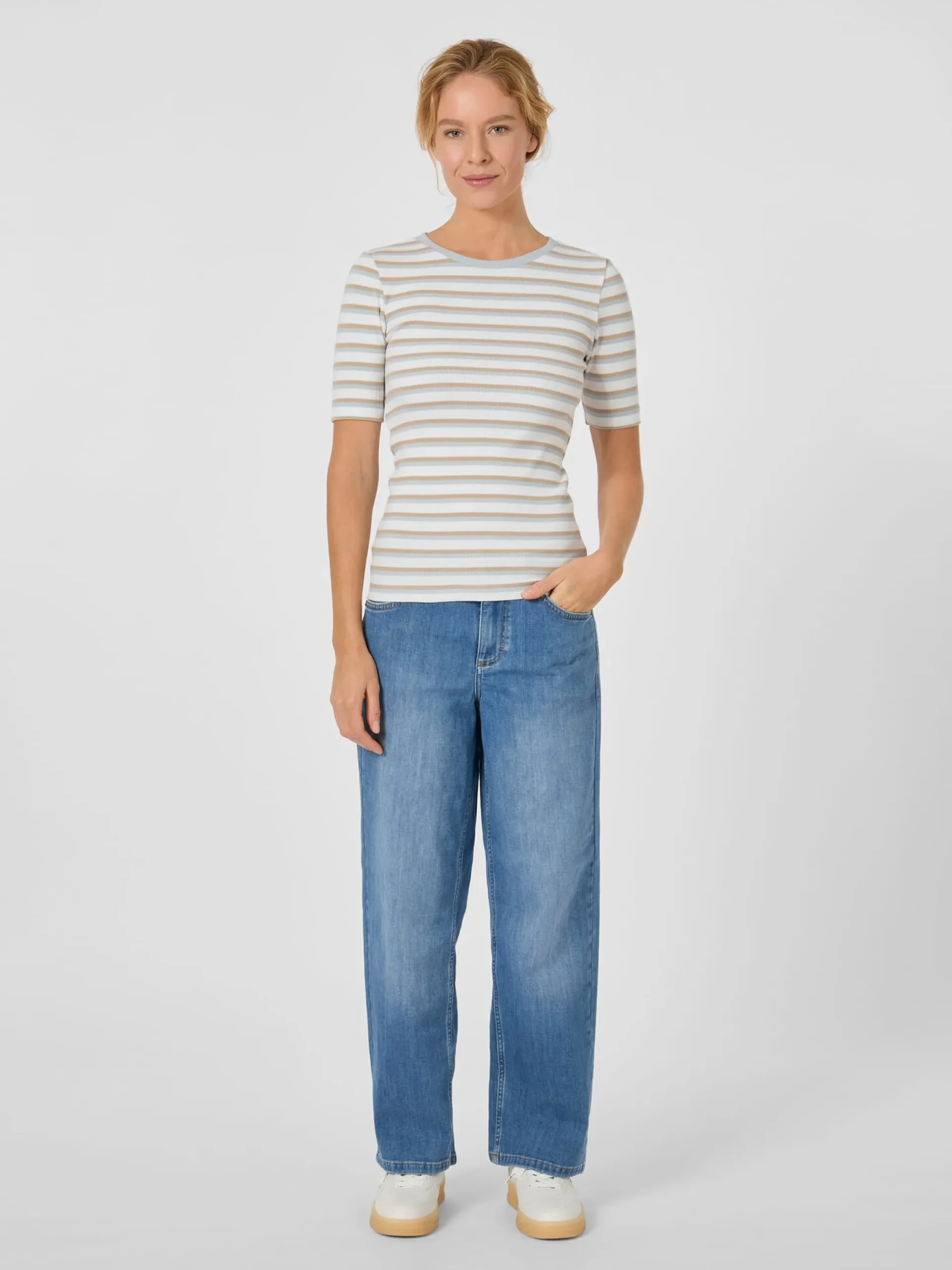 Damen-Rippenshirt gestreift