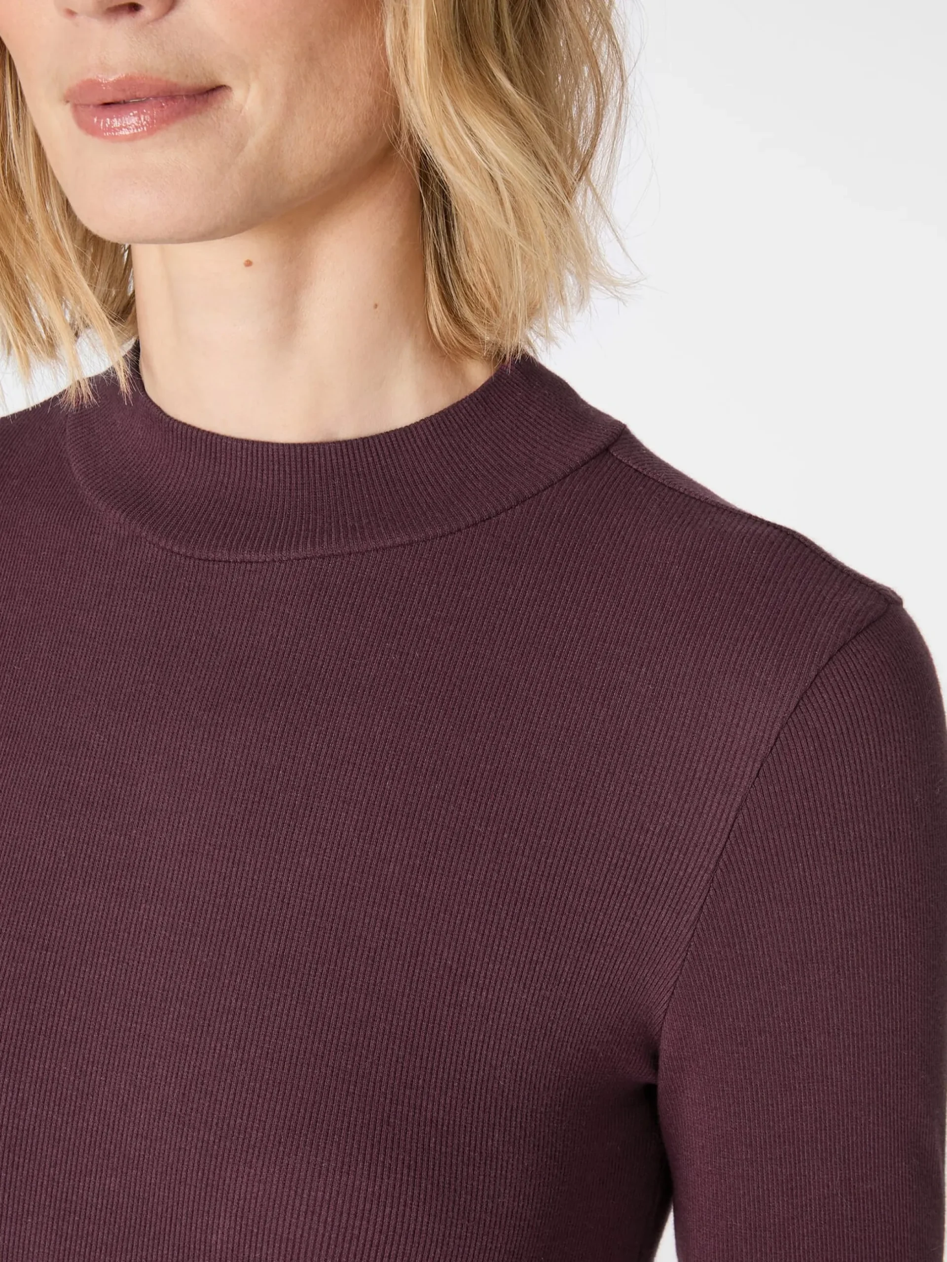 Damen-Rippenshirt Langarm