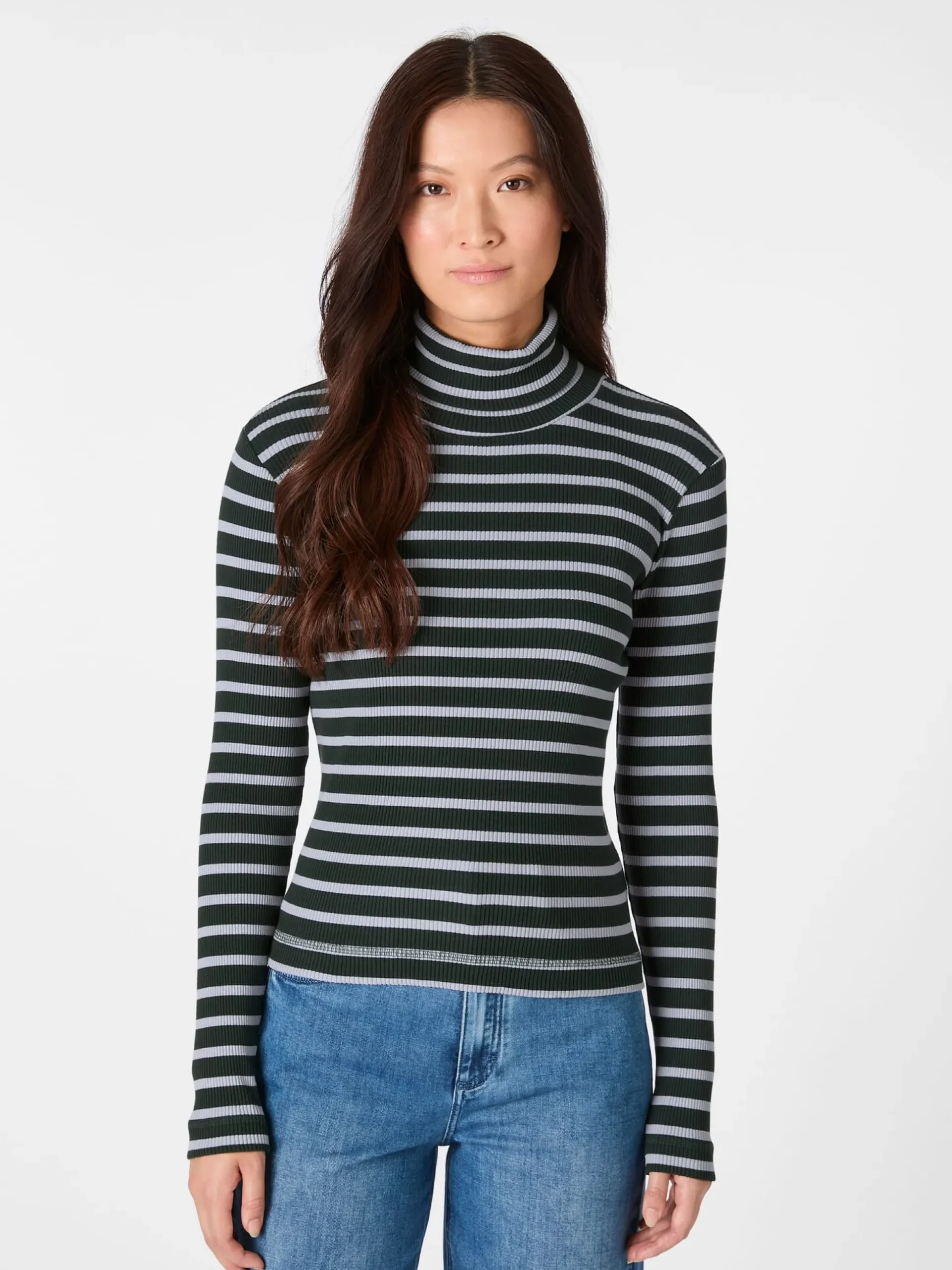 Damen-Rollkragenshirt gestreift