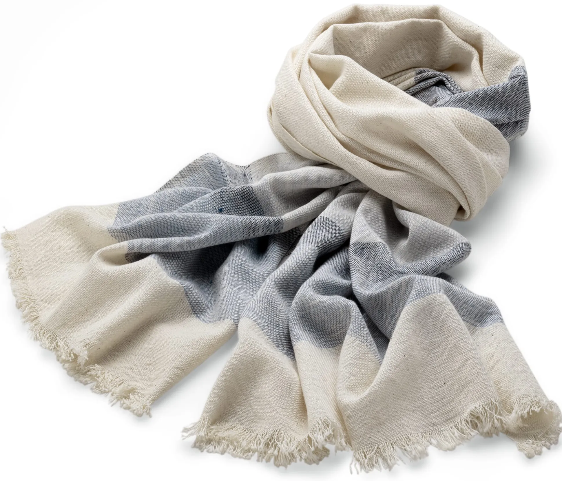 Damen-Schultertuch gestreift, Creme-Blau
