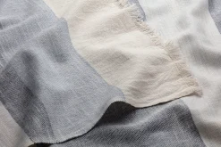 Damen-Schultertuch gestreift, Creme-Blau