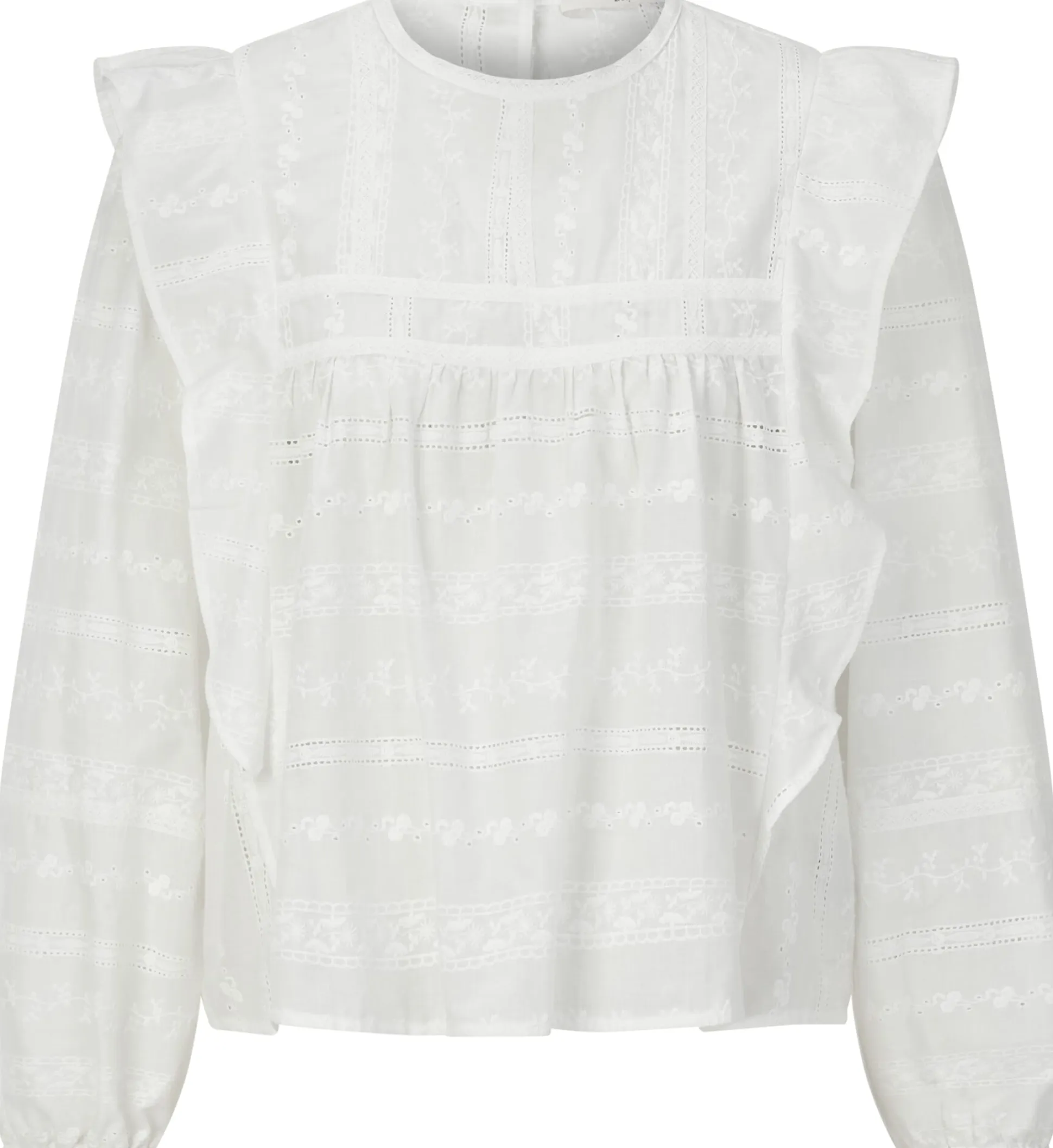 Damen-Stickereibluse mit Volants