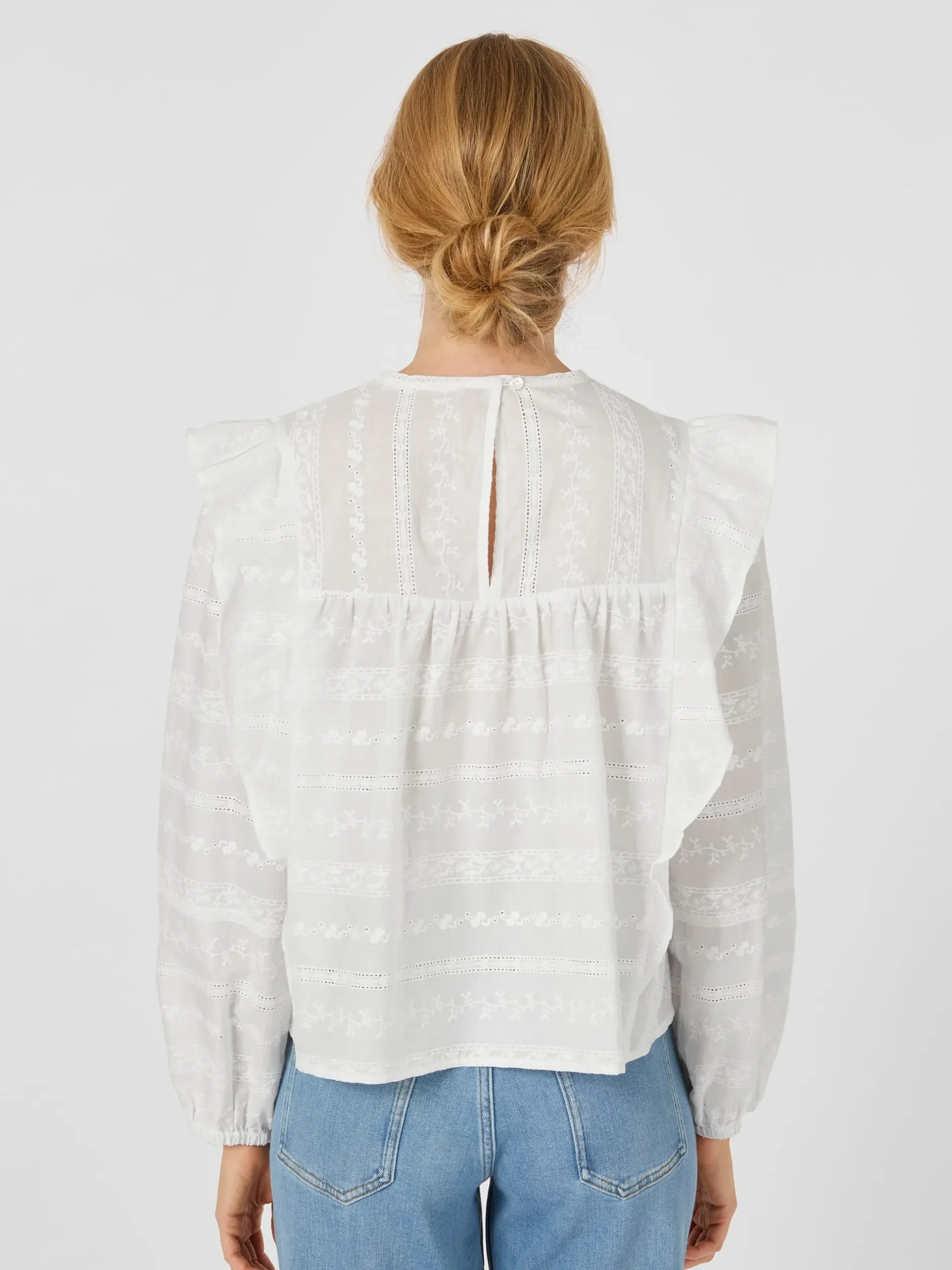 Damen-Stickereibluse mit Volants