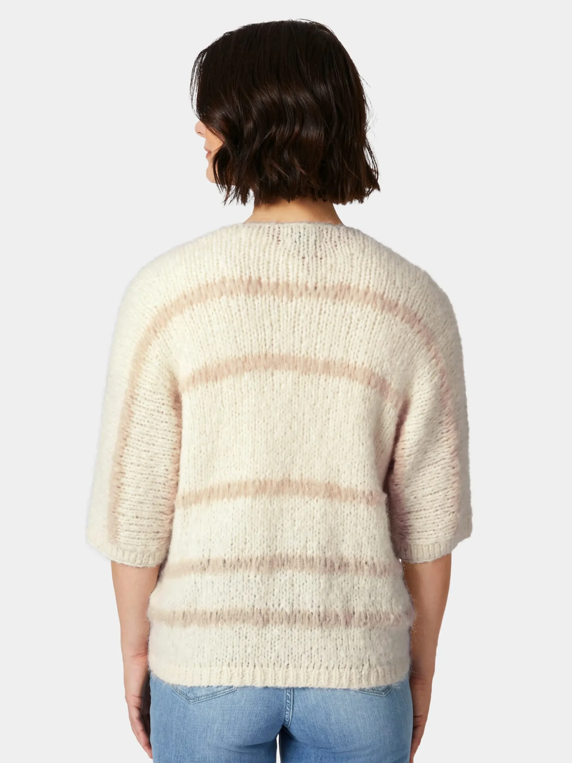 Damen-Strickjacke Halbarm gestreift