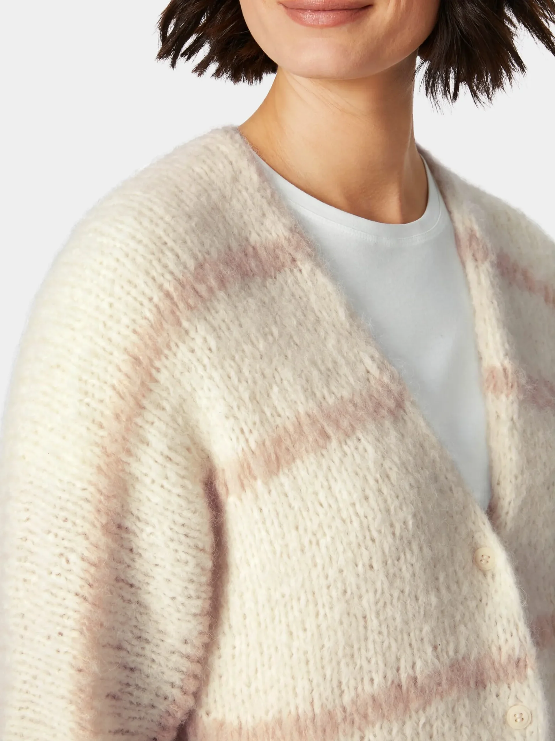 Damen-Strickjacke Halbarm gestreift