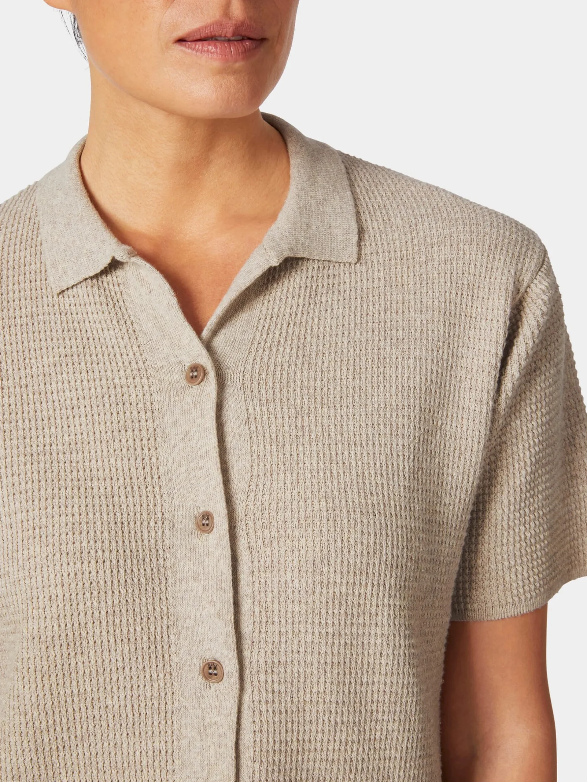 Damen-Strickpolo geknöpft