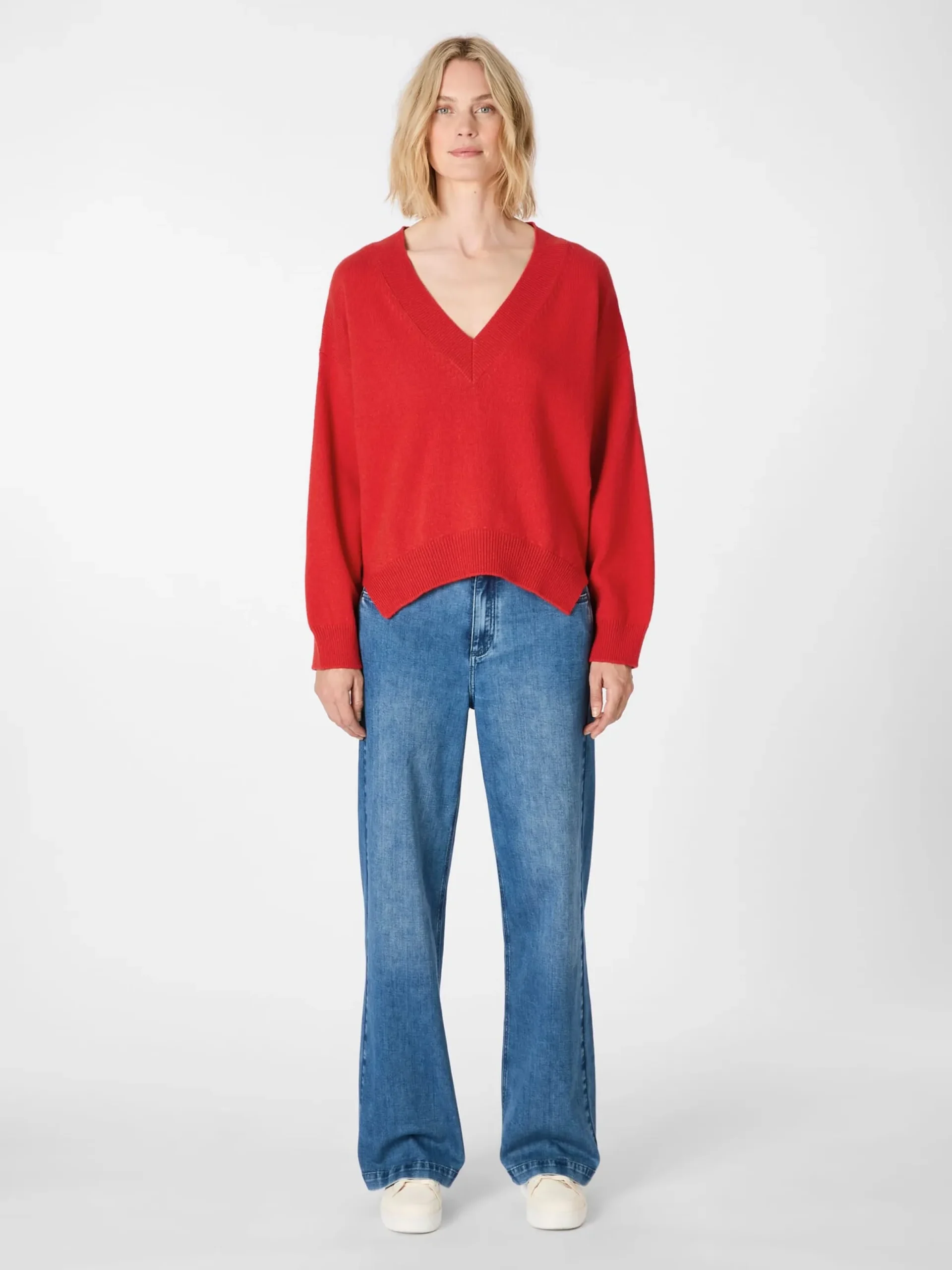 Damen-Strickpullover V-Ausschnitt