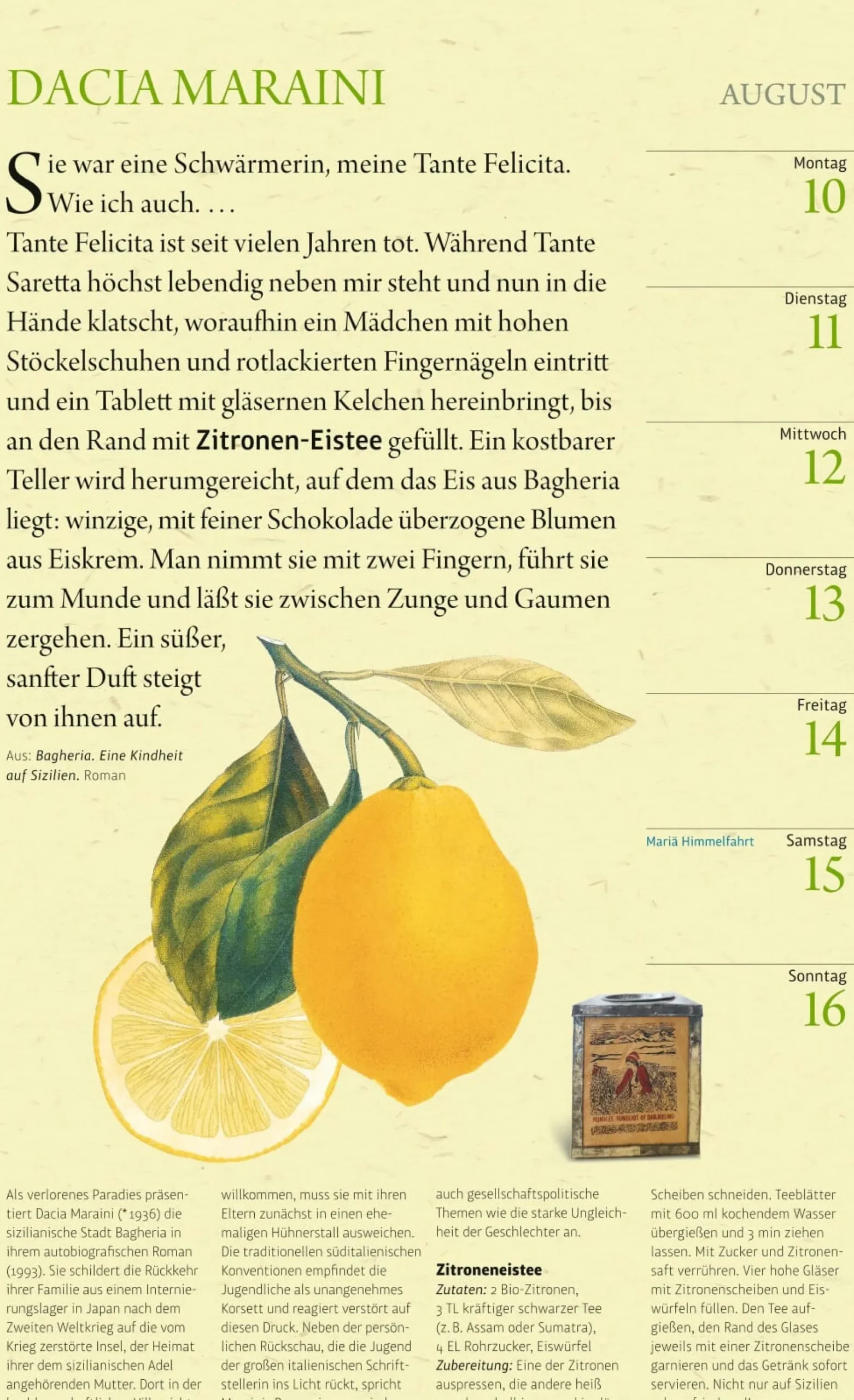 Der literarische Küchenkalender 2026