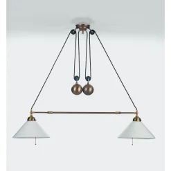 Doppelzugleuchte Messing variabel