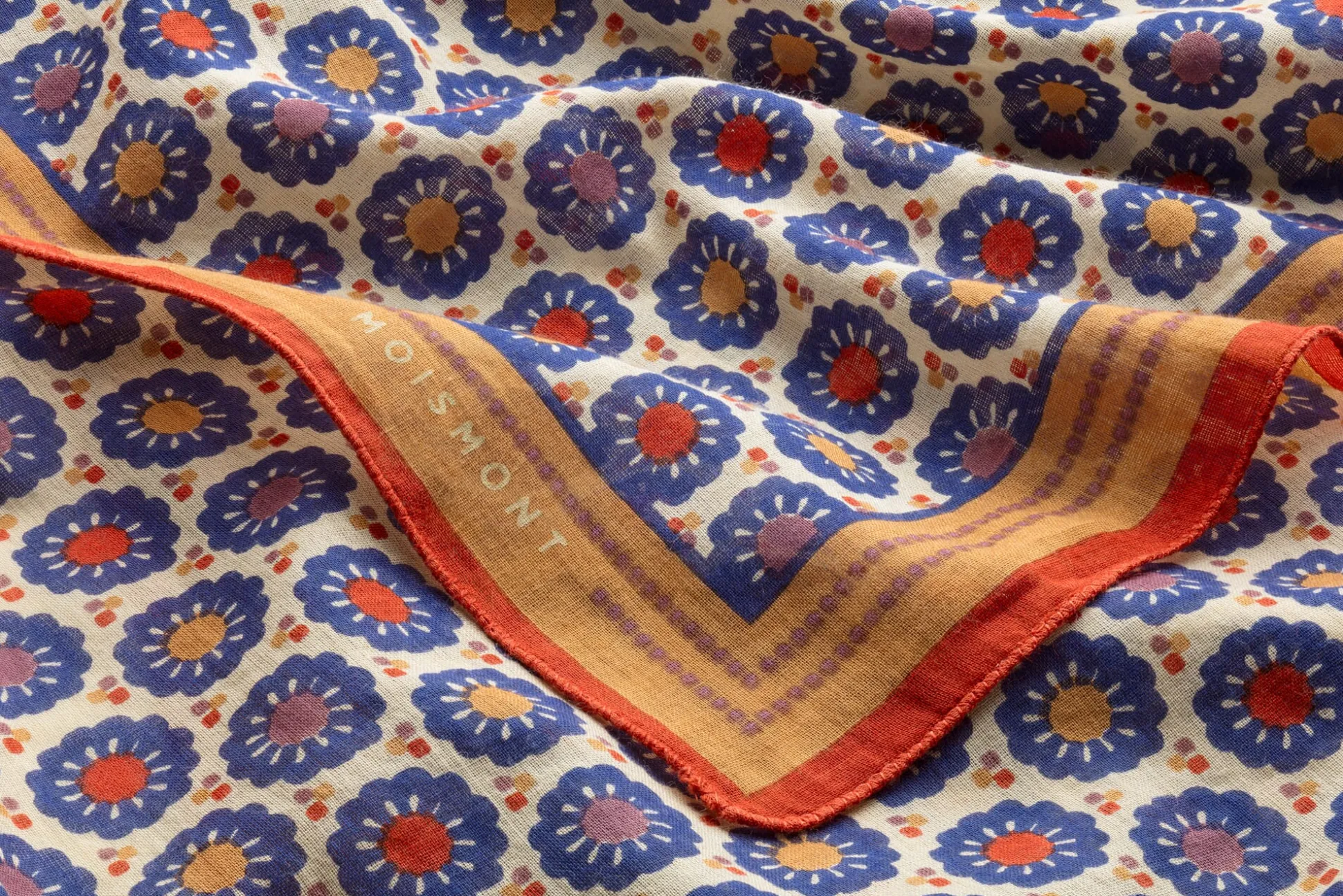 Halstuch N° 715 Floral, Braun-Blau-Rot