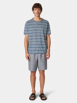 Herren-Leinen-T-Shirt gestreift