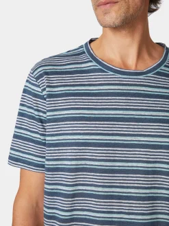 Herren-Leinen-T-Shirt gestreift