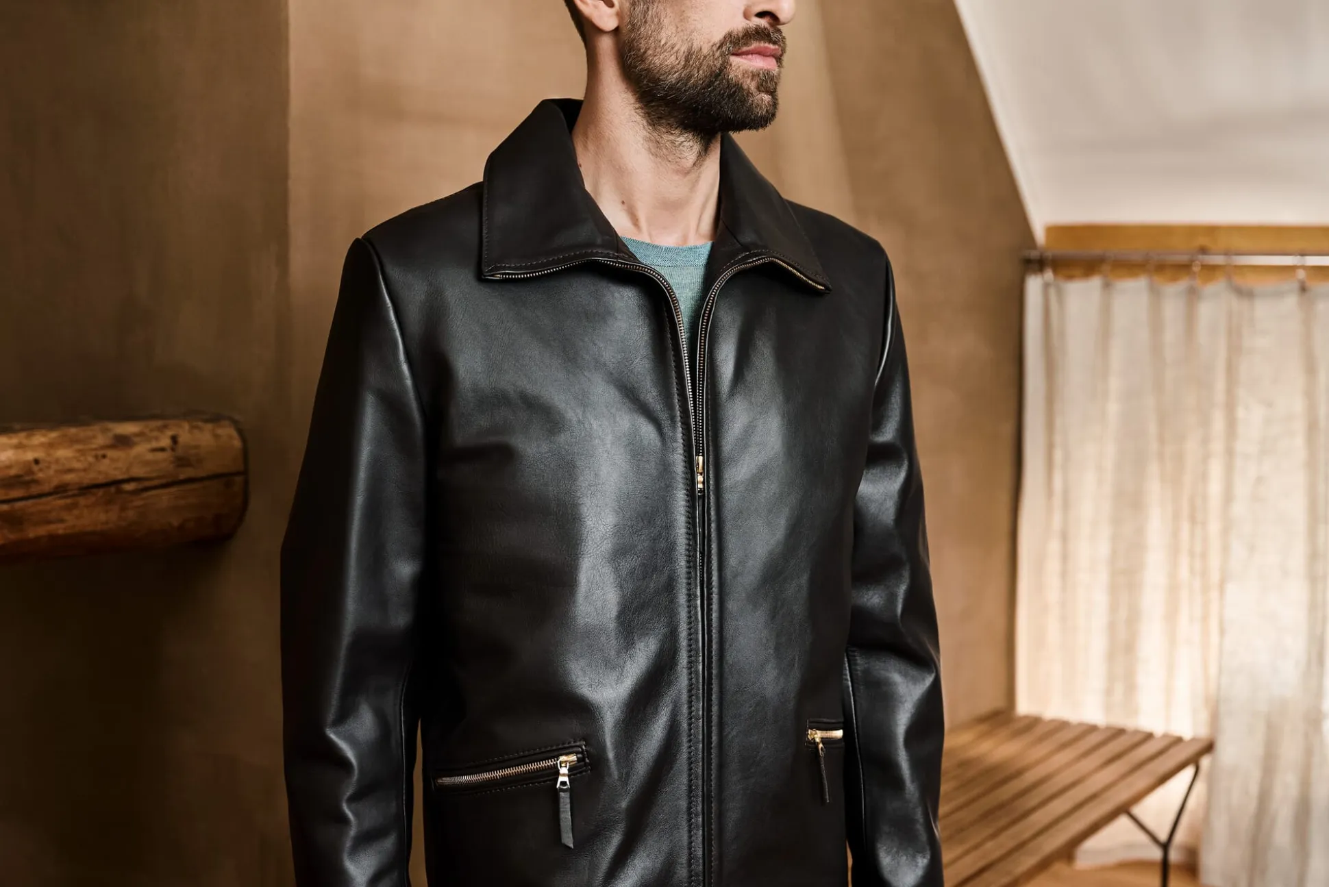 Herren-Roadsterjacke Pferdeleder