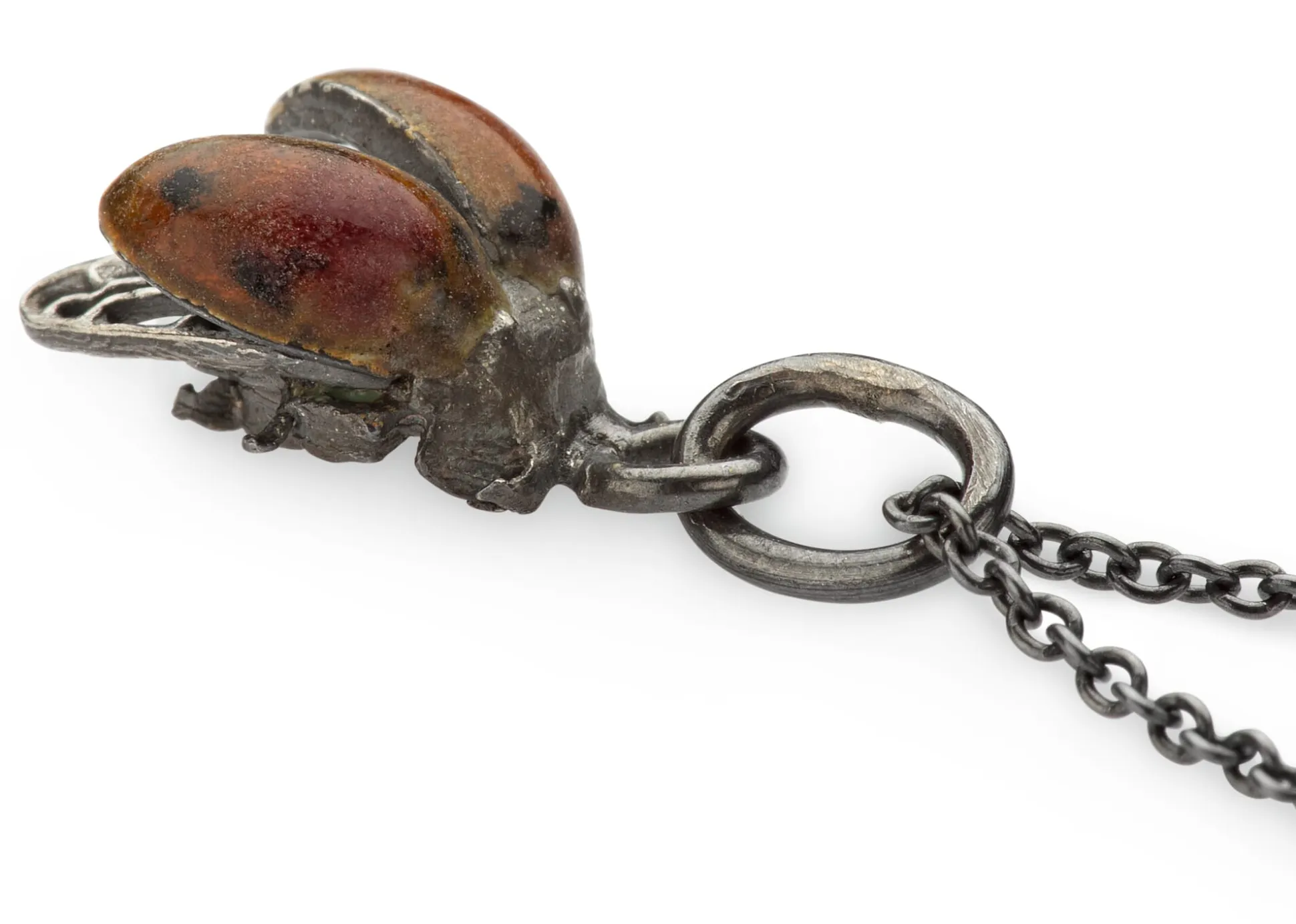 Kette mit Anhänger Marienkäfer emailliert, Rot