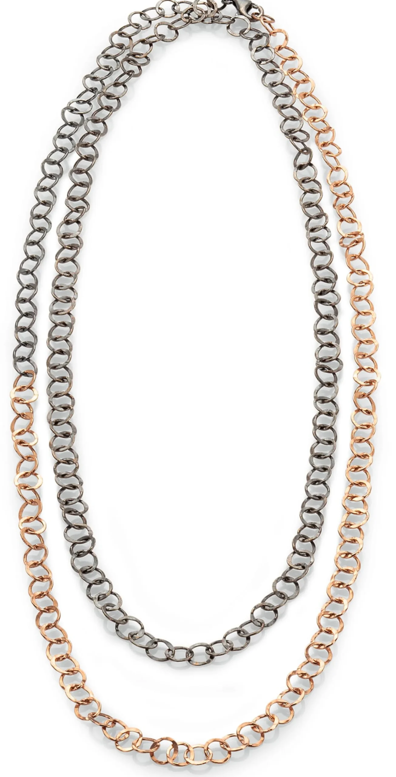 Lange Kette Hammerschlag, Roségold-Oxid