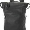 Laptop-Lederrucksack, schwarz