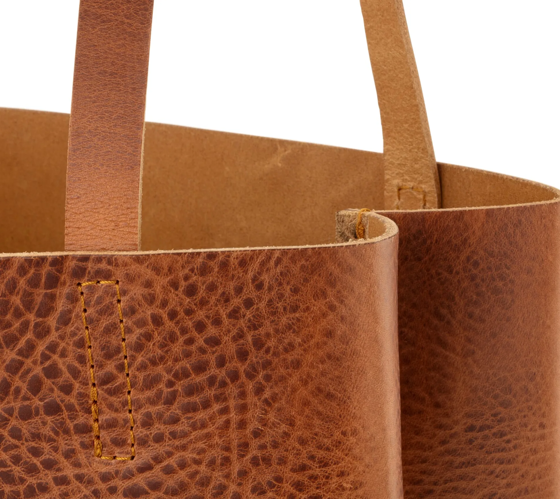 Ledershopper klein, cognac