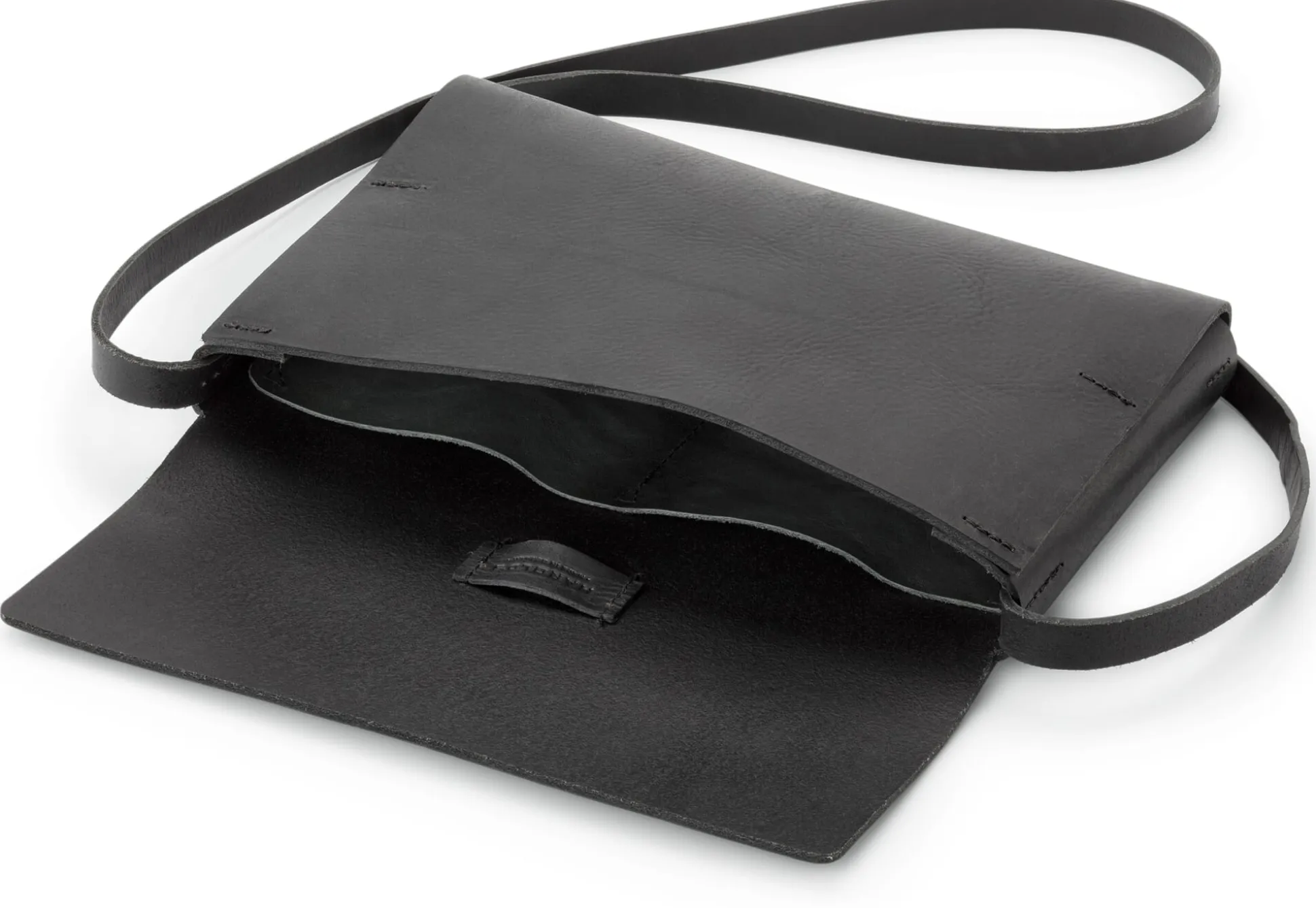 Leder-Umhängetasche klein, schwarz
