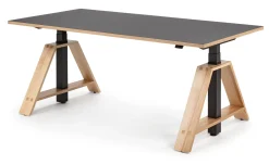 Steh-Sitz-Arbeitstisch Esche und Linoleum