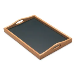 Tablett Kirschbaumholz mit Linoleumfläche