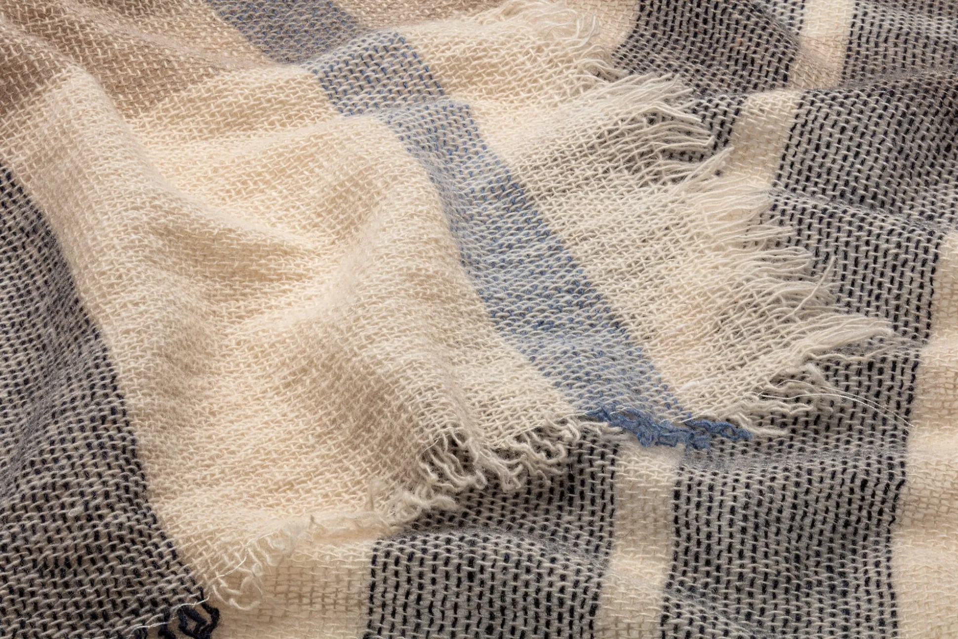 Unisex-Kaschmirtuch kariert, Creme