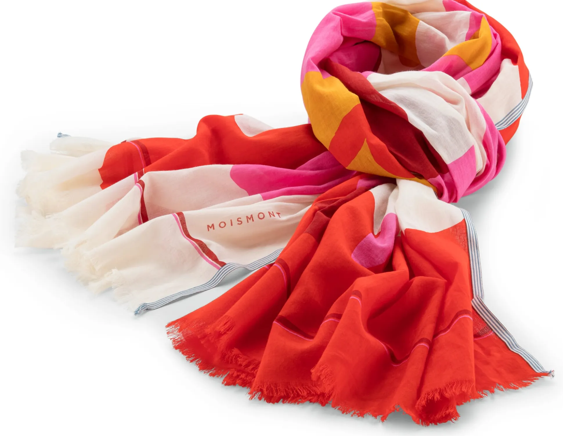 Unisextuch N° 826 floral, Rot-Rosa