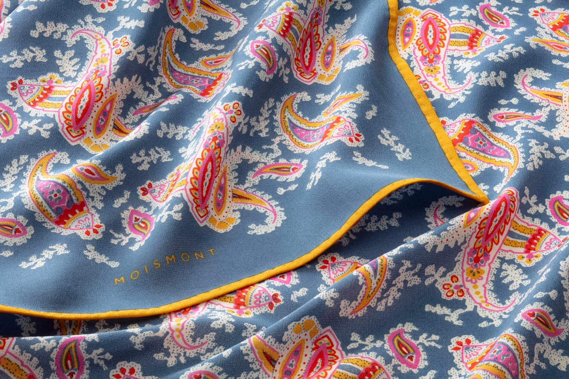 Unisextuch N° 763 Paisley Seide, Indigo