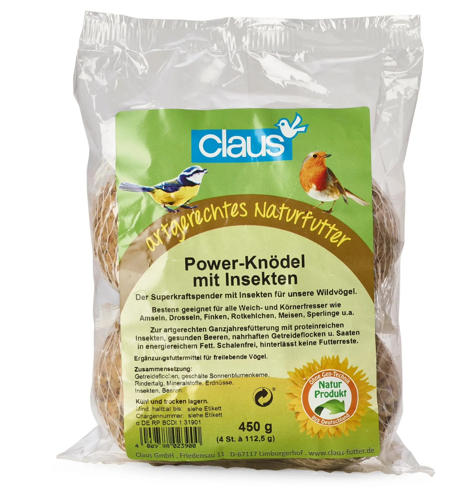 Vogelknödel mit Insekten