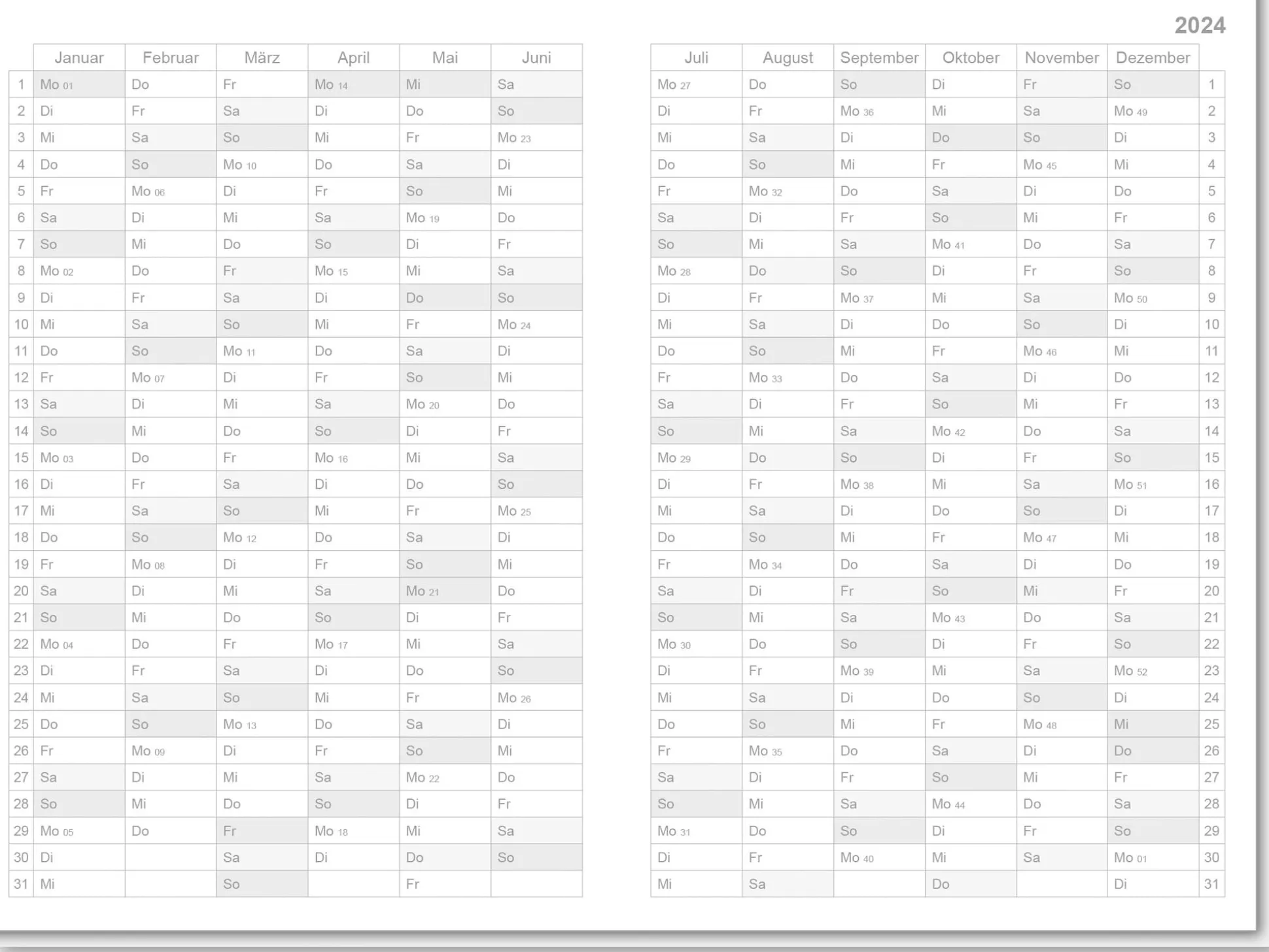 X47 Wochenkalender 2026